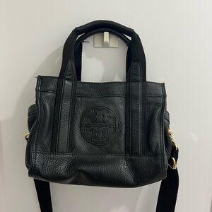 Tory Burch Black and Cream Leather Handbag